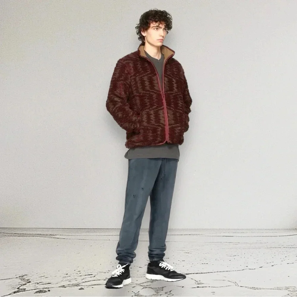 JOHN ELLIOTT REVERSIBLE POLAR FLEECE FULL ZIP ROAN JACQUARD Size 3 / L